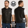 Trucker Style Motorcycle Club Leather Vest – Black Naked Cowhide
