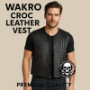 Club Crocodile Embossed Leather Vest – Premium Alligator Biker Style