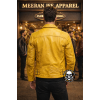 Men’s Yellow Vintage Cowhide Leather Motorcycle Biker Jacket – Iconic Edition