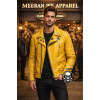 Men’s Yellow Vintage Cowhide Leather Motorcycle Biker Jacket – Iconic Edition