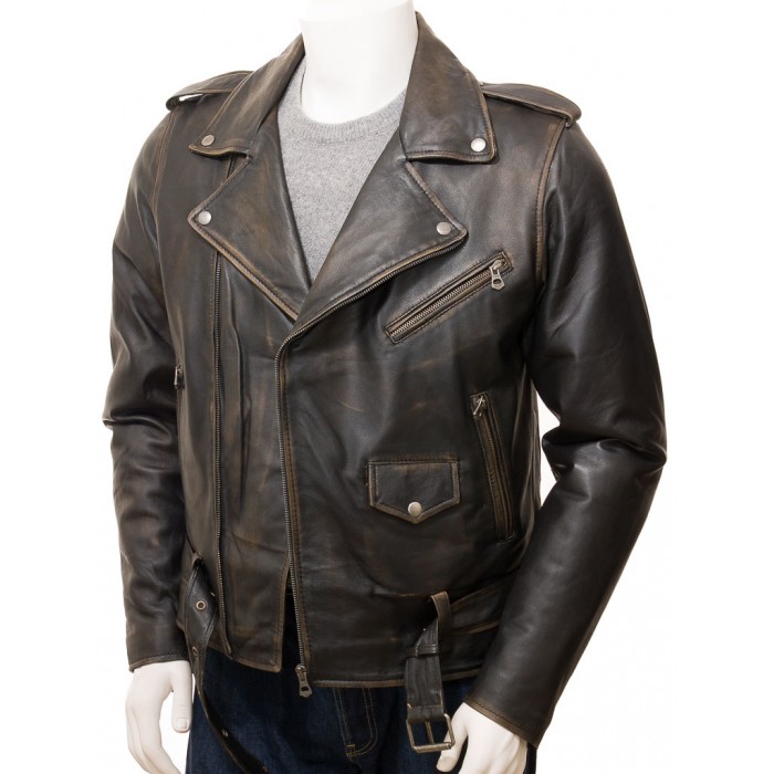 thumbnail image 2 of Men's Excelsior Cowhide Leather Motorcycle Jacket – Classic Marlon Biker Style – Black 2 of 6