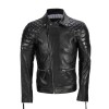 Mens Black Sheep Leather Vintage Style Biker Fashion Casual Leather Jacket 