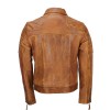 Men's Tan Sheep Leather Vintage Style Biker Fashion Casual Leather Jacket 