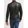 Men's Black Washed Waxy Sheepskin Padded Shoulder Fashion Leather Jacket 