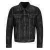 Men's Truckers Sheepskin Leather Jacket Waxed Vintage Classic Western Style