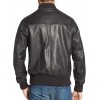 Men's Natural Cowhide Bomber Leather Jacket Buttoned