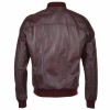 Men's Burgundy Sheepskin Bomber Leather Jacket