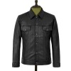 Men's Jeans style Lambskin Trucker leather Jacket Waxed 