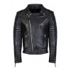 Men's Diamond Quilted Kay Michael Black Lambskin Slim Fit Biker Jacket