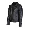 Men's Diamond Quilted Kay Michael Black Lambskin Slim Fit Biker Jacket