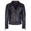 Men's Diamond Quilted Kay Michael Black Lambskin Slim Fit Biker Jacket