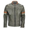 Men’s Vintage Grey Sheepskin Distressed Retro Motorcycle Style Biker Leather Jacket