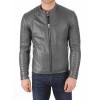 Men's Gray Lambskin Slimfit Moto Fashion Leather Jacket