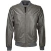 Men's Grey Lambskin Bomber Leather Jacket 