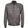 Men’s Light Grey Waxed Sheepskin Bomber Leather Jacket – Vintage Varsity College Style Outerwear