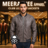 Men’s Light Grey Waxed Sheepskin Bomber Leather Jacket – Vintage Varsity College Style Outerwear