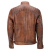 Men's Distressed Tan Slim Casual Waxed Leather Jacket