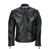 Men's Black Vintage Biker Style Waxed Sheep Skin Fashion Jacket 