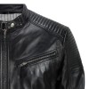 Men's Black Vintage Biker Style Waxed Sheep Skin Fashion Jacket 