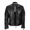 Men's Black Vintage Biker Style Waxed Sheep Skin Fashion Jacket 