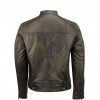 Men's Brown Vintage Biker Style Waxed Sheep Skin Fashion Jacket 
