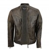 Men's Brown Vintage Biker Style Waxed Sheep Skin Fashion Jacket 