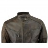 Men's Brown Vintage Biker Style Waxed Sheep Skin Fashion Jacket 