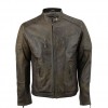 Men's Brown Vintage Biker Style Waxed Sheep Skin Fashion Jacket 