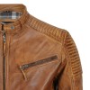 Men's Tan Vintage Biker Style Waxed Sheep Skin Fashion Jacket 
