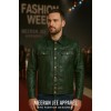 Men’s Green Waxed Sheepskin Leather Trucker Jacket – Vintage Motorcycle Riding Style Fashion Jacket
