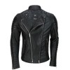 Men’s Vintage Designer Quilted Panel Style Sheep Leather Fashion Biker Jacket 