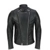 Men’s Vintage Designer Quilted Panel Style Sheep Leather Fashion Biker Jacket 