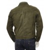 Men's Olive Suede Trucker Jeans Leather Jacket
