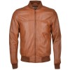 Men's Tan Sheepskin Bomber Leather Jacket