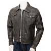Men's Denim Jeans Style Trucker Vintage Leather Jacket