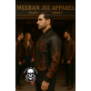 Men’s Vintage Flame Leather Bomber Jacket – Premium Waxed Lambskin Motorcycle Biker Club Jacket