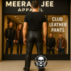 Men’s Black Leather Lace-Up Pants — 5 Pockets Slim Fit Biker Club Rock Style