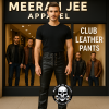 Men’s Black Leather Lace-Up Pants — 5 Pockets Slim Fit Biker Club Rock Style