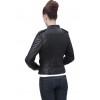 Women's 3D Quilted Lambskin Leather Moto Biker Leather Jacket