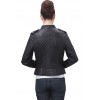 Women's 3D Quilted Lambskin Leather Moto Biker Leather Jacket