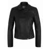 Women Black Sheepskin Biker Style Fashion Leather Jacket 