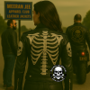 Women's Skeleton Skull Bones Motorcycle Club Leather Jacket – Marlon Brando Style