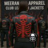 Women’s Red Skeleton Bones Biker Jacket – Black Sheep Leather Brando Style | Meeran Jee Apparel