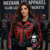 Women’s Red Skeleton Bones Biker Jacket – Black Sheep Leather Brando Style | Meeran Jee Apparel