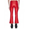 Women's Lace-up Flared Red Leather Pants