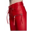 Women's Lace-up Flared Red Leather Pants