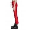 Women's Lace-up Flared Red Leather Pants
