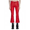 Women's Lace-up Flared Red Leather Pants