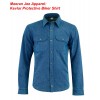 Men's Motorcycle Blue Denim Kevlar Lined Protective Biker Shirt 