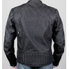 Men's Black Denim Motorcycle Kevlar Lined Scooter Jacket with Body Armour